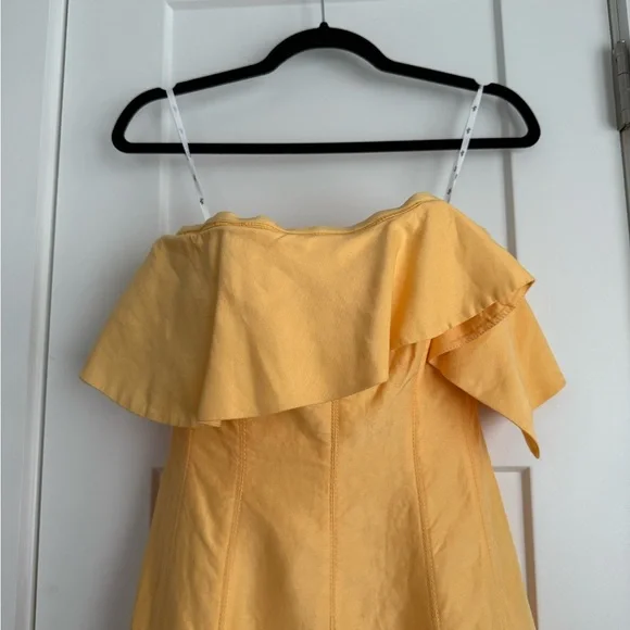 Aje Shallows Linen Blend Strapless Maxi Dress Marigold Butter Yellow - Picture 5 of 9